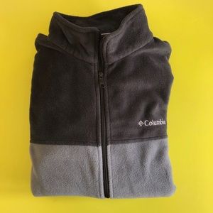 men’s two tone columbia fleece sweater full zip